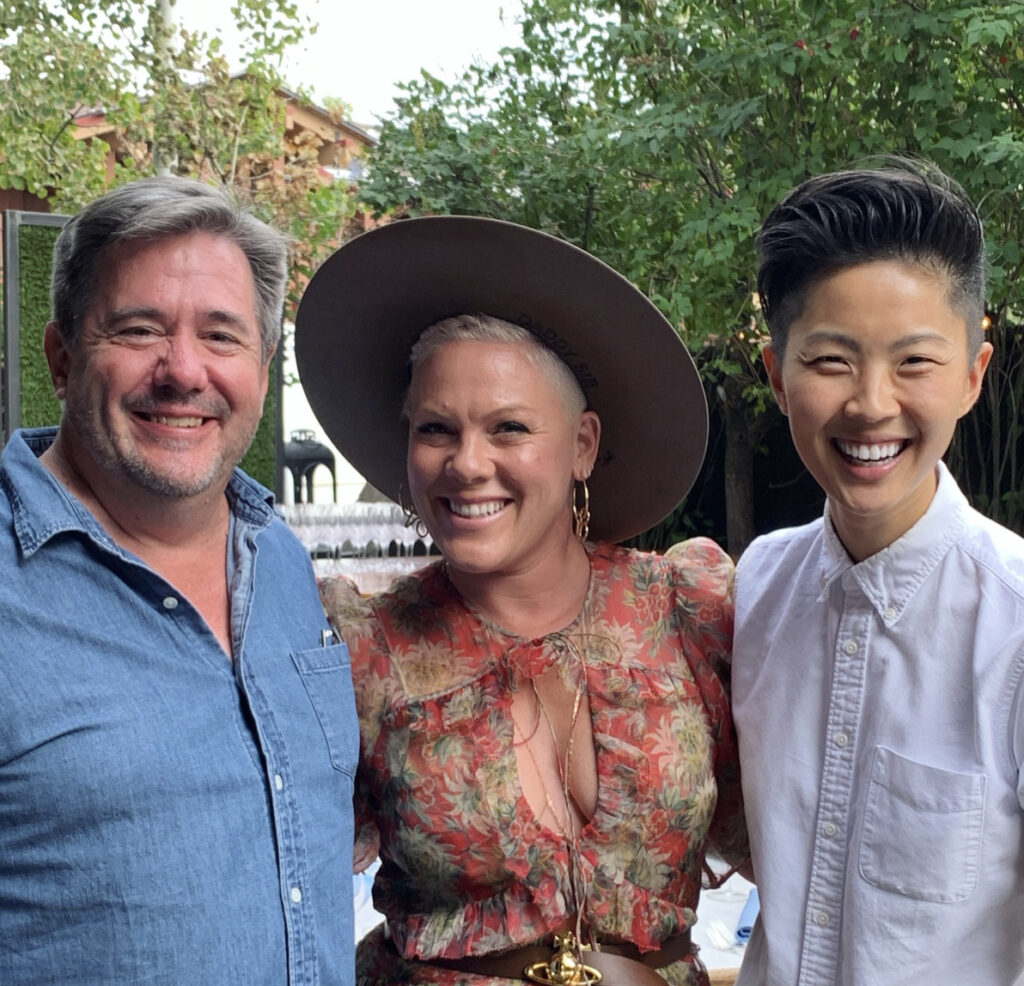 With P!nk and chef Kristen Kish of Top Chef